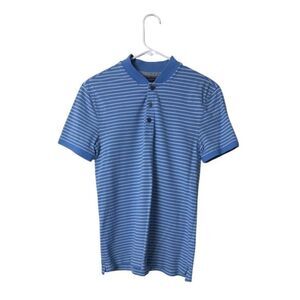 Banana Republic Blue & White Striped Mens Polo Shirt Slim Fit XS